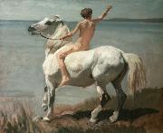 Rudolf Koller Chico con caballo painting